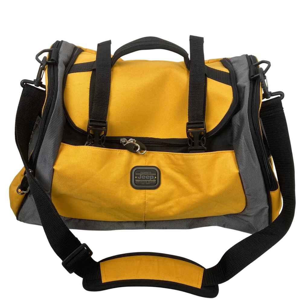 Jeep Travel Equipment Duffle Bag Yellow Black 19'' Wide Shoulder Strap Gym Trip